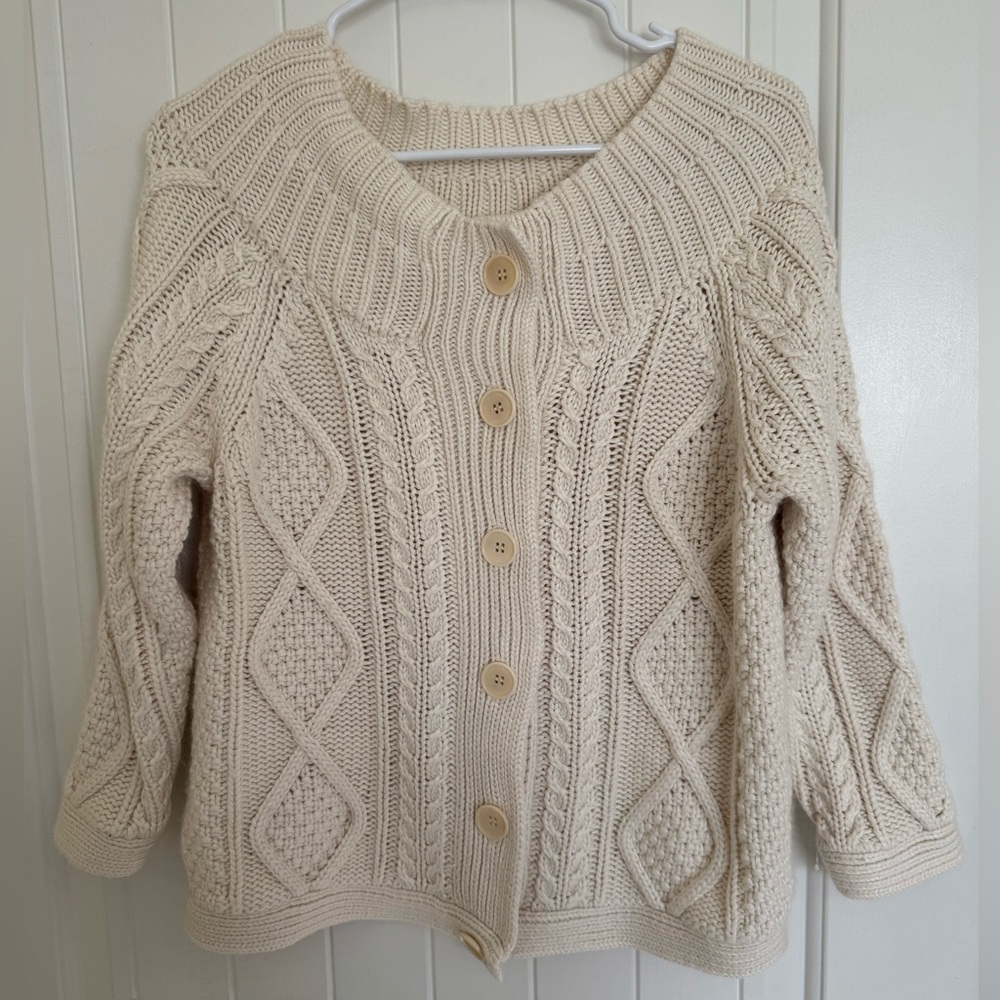 Talbots Cream Cable Knit Cardigan